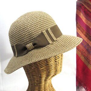 VINTAGE WOVEN STRAW LADY HAT Sz M/L